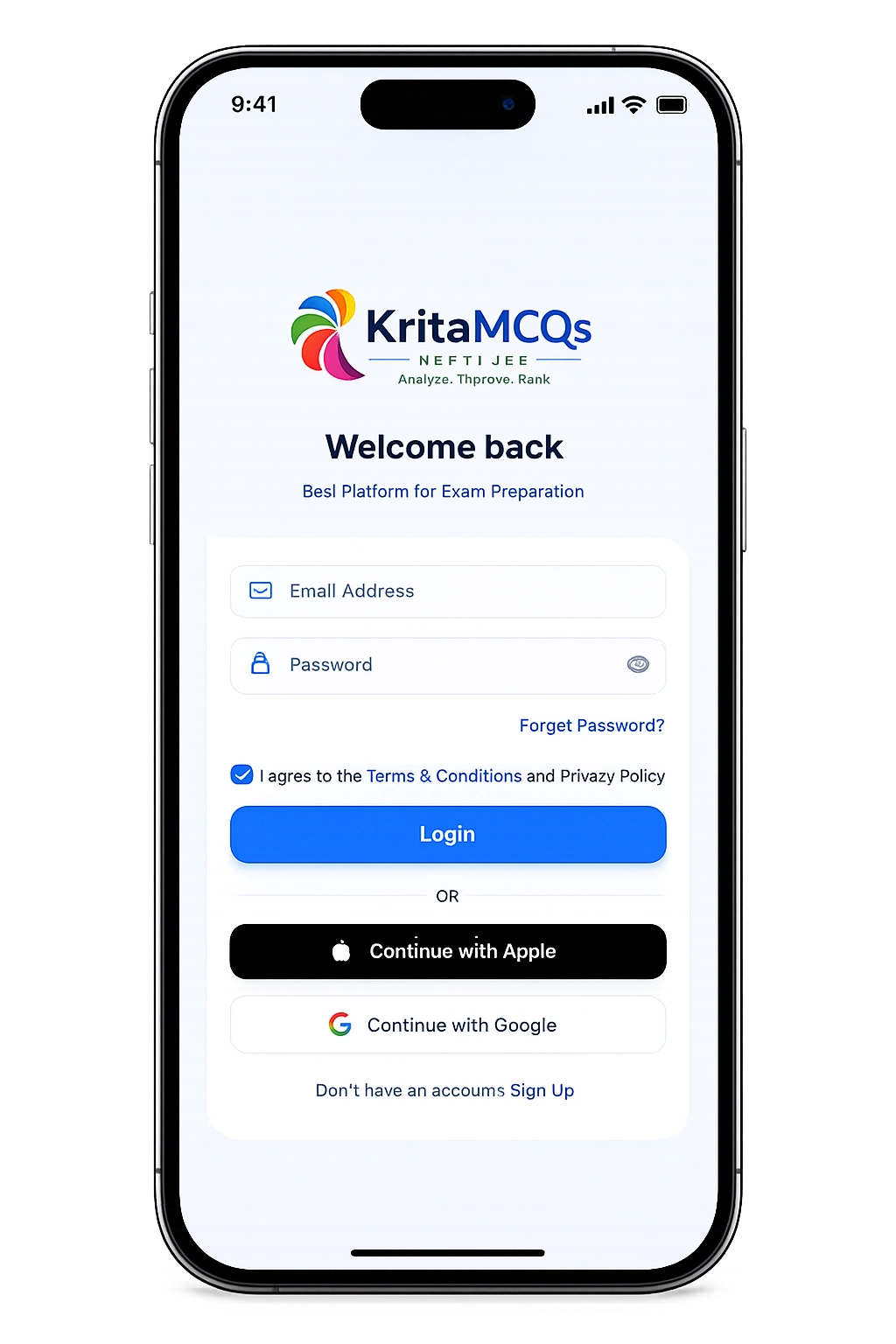 KritaMCQs_Login_Mobile_Frame