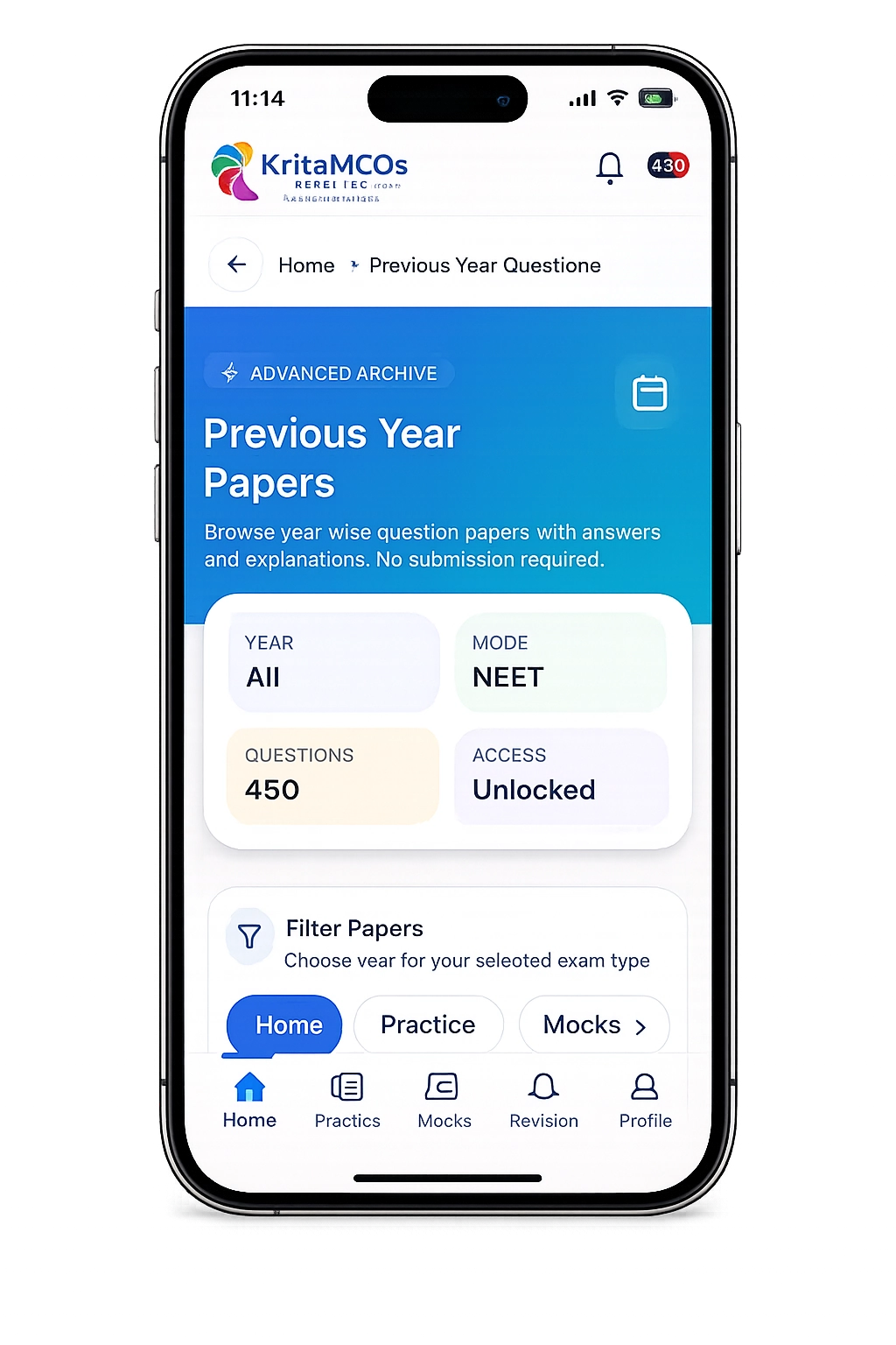 KritaMCQs_Previous_Year_Papers_Mobile_Frame